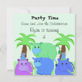 Oerwoud Hippo Birthday Uitnodiging (Voorkant)