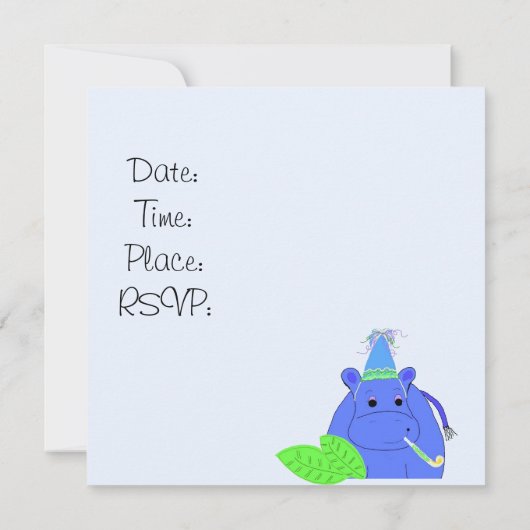 Oerwoud Hippo Birthday Uitnodiging (Achterkant)