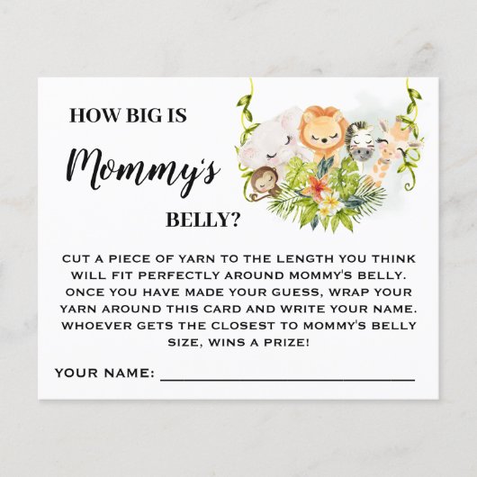 Oerwoud Hoe groot is Moms Belly Baby shower Game K Flyer (Voorkant)