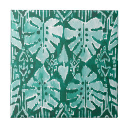 OERWOUD IKAT Hawaiian Green Tribal Tropical Tegeltje