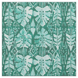 OERWOUD IKAT Hawaiian Tropical Tribal Monstera Stof