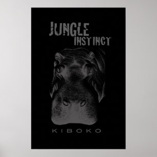 Oerwoud Instinct™_Kiboko_hippo zwart Poster