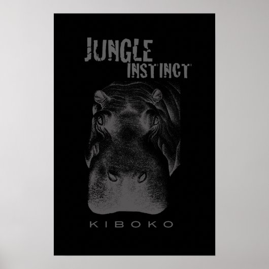 Oerwoud Instinct™_Kiboko_hippo zwart Poster (Voorkant)