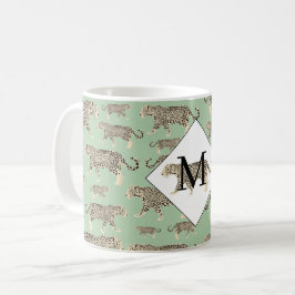 Oerwoud Jaguar Animal Pattern Initiaal Monogram Koffiemok