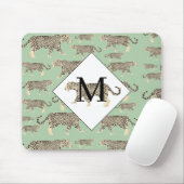 Oerwoud Jaguar Animal Pattern Initiaal Monogram Muismat (Met muis)