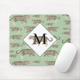 Oerwoud Jaguar Animal Pattern Initiaal Monogram Muismat