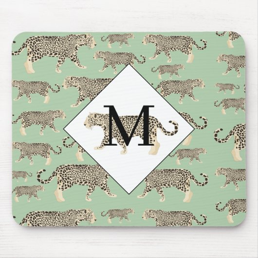Oerwoud Jaguar Animal Pattern Initiaal Monogram Muismat (Voorkant)
