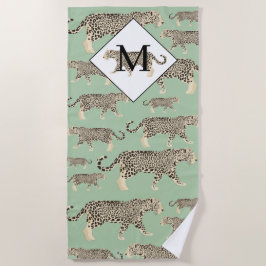 Oerwoud Jaguar Animal Pattern Initiaal Monogram Strandlaken