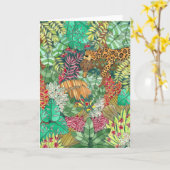 Oerwoud Jaguar Waterverf Blank Kaart (Gele Bloem)