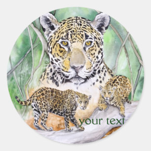 Oerwoud Jaguar Waterverf Fine Art Ronde Sticker