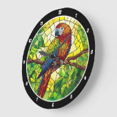 Oerwoud Jewel" - Glas in lood Parrot Grote Klok (Hoek)