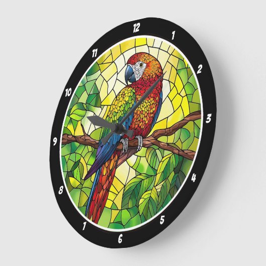 Oerwoud Jewel" - Glas in lood Parrot Grote Klok (Hoek)