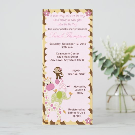 Oerwoud Jill Baby shower Uitnodiging (Staand voorkant)