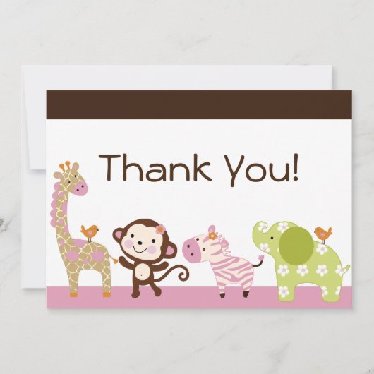Oerwoud Jill / Cute Animals Dank je wel Bedankkaart (Voorkant)