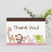 Oerwoud Jill / Cute Animals Dank je wel Bedankkaart (Staand voorkant)