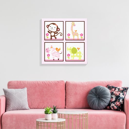 Oerwoud Jill Girl Animals 16x16-inch canvas afdruk (Insitu (Woonkamer))