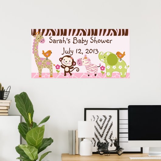 Oerwoud Jill/Girl Animals Baby shower Poster/Banne Poster (Thuiskantoor)