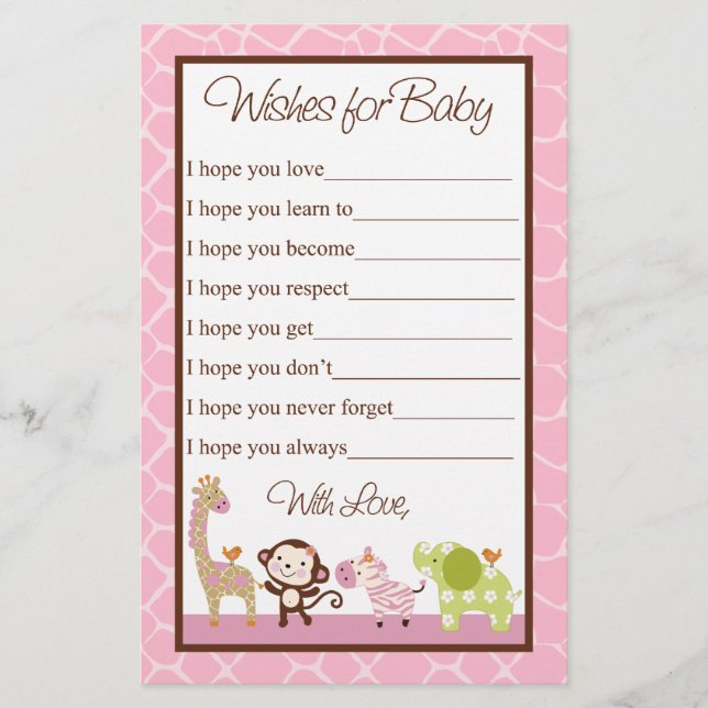 Oerwoud Jill/Girl Animals wenst Baby shower (Voorkant)