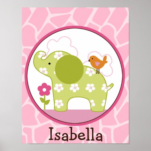 Oerwoud Jill/Girl Elephant Personalized Art Poster (Voorkant)