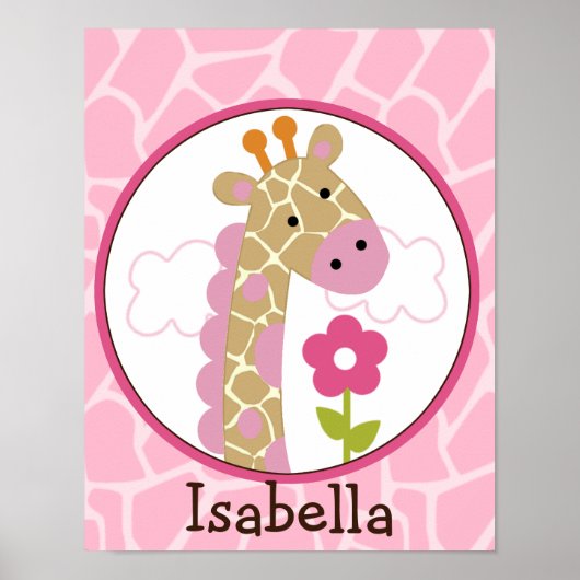 Oerwoud Jill/Girl Giraffe Personalized Art Poster (Voorkant)