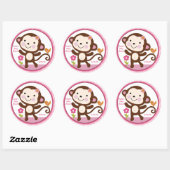Oerwoud Jill/Meisjesaap/Stickers/Cupcake Toppers Ronde Sticker (Vel)