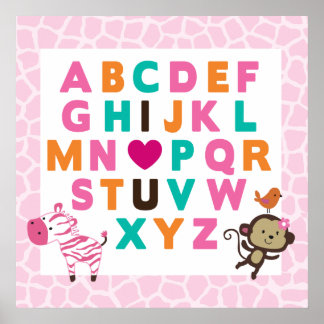 Oerwoud Jilly Alphabet Wall Afdrukken Poster