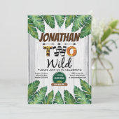 Oerwoud jongen 2e verjaardag uitnodiging. Safari Kaart (Staand voorkant)