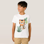 Oerwoud Joy: Happy Tiger Kinder T-shirt (Voorkant volledig)