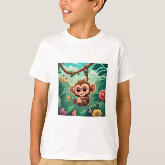 "Oerwoud Joy: Speelse Baby Monkey T-Shirt Collecti