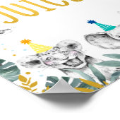 Oerwoud Juice Blue Gold Party Animal Birthday Sign Poster (Hoek)