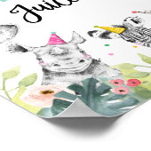 Oerwoud Juice Safari Animals Birthday Drink Table Poster (Hoek)