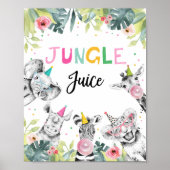 Oerwoud Juice Safari Animals Birthday Drink Table Poster (Voorkant)