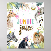 Oerwoud Juice Safari Animals Birthday Drink Table Poster (Voorkant)