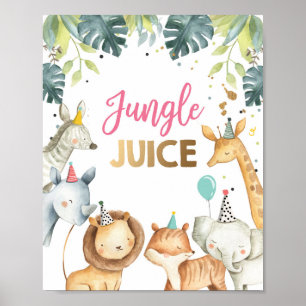 Oerwoud Juice Safari Animals Wild Girl Birthday Poster
