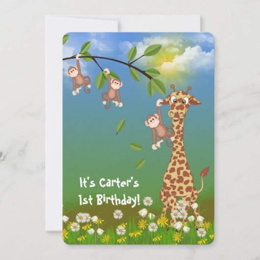 oerwoud Juveniel Verjaardagsfeest Kaart (Voorkant)