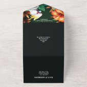 Oerwoud kaketoe papegaai hibiscus monstera blad all in one uitnodiging (Buitenkant)