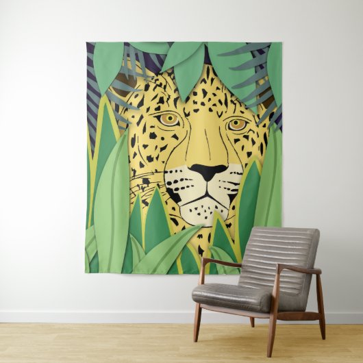 Oerwoud Kat #4 Groot Wandkleed (In situ)