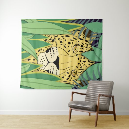 Oerwoud Kat #4 Groot Wandkleed (In Situ (horizontaal))