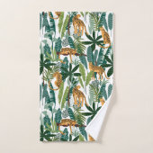 Oerwoud kat en bladeren patroon bad handdoek (Handdoek)