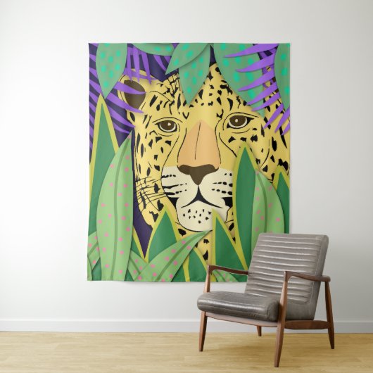 Oerwoud Kat groot Wandkleed (In situ)