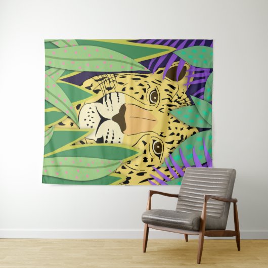 Oerwoud Kat groot Wandkleed (In Situ (horizontaal))