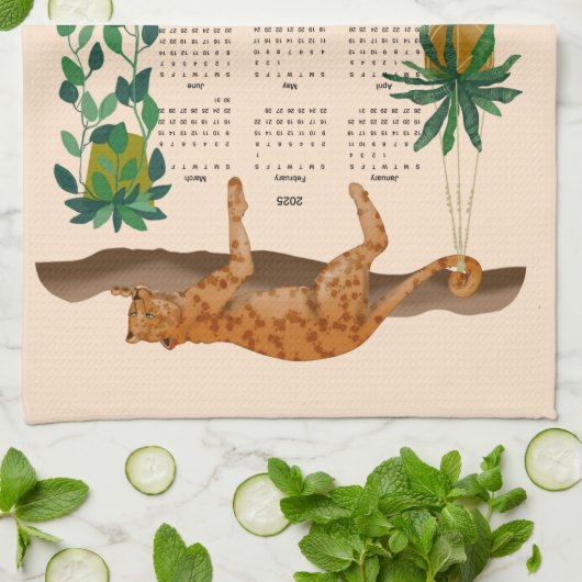 Oerwoud Katten; Luipaarden en planten 2025 Kalende Theedoek (Gevouwen)