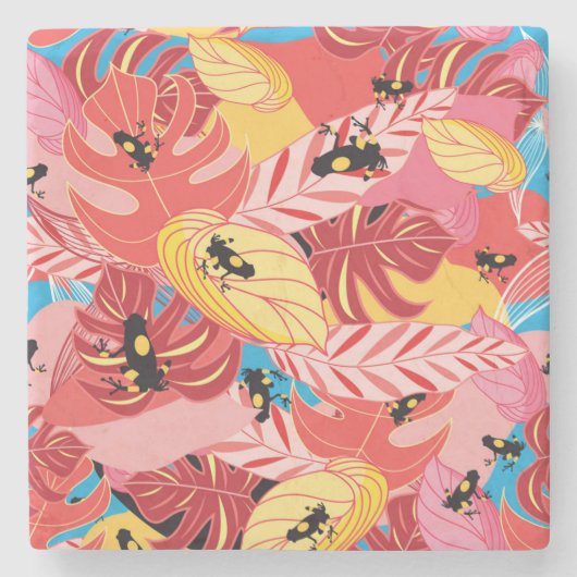 Oerwoud Kikkers Stenen Onderzetter (Voorkant)