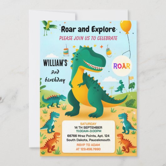 Oerwoud kinder schattige jongens T drie 3 rex 3e v Kaart (Voorkant)