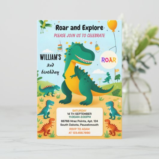 Oerwoud kinder schattige jongens T drie 3 rex 3e v Kaart (Staand voorkant)