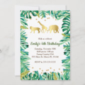 Oerwoud Kinderen Birthday Uitnodiging Safari Diere (Voorkant)