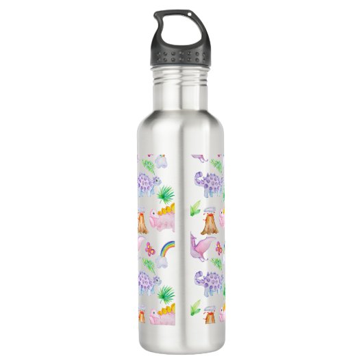Oerwoud kinderen Dinosaur Rainbow-Waterverf Waterfles (Achterkant)