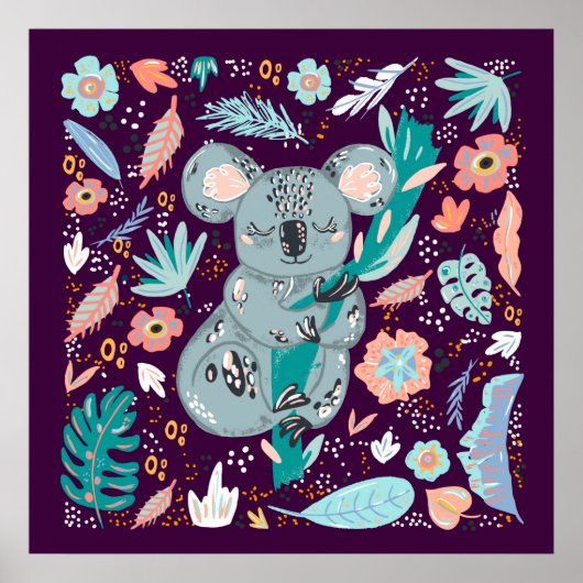 oerwoud koala beer dierenvrienden poster (Voorkant)