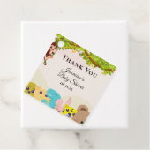 Oerwoud Leafy Theme Monkey Soft Toys baby shower Bedankjes Labels (In situ)