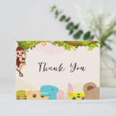 Oerwoud Leafy Theme Monkey Soft Toys baby shower Bedankkaart (Staand voorkant)